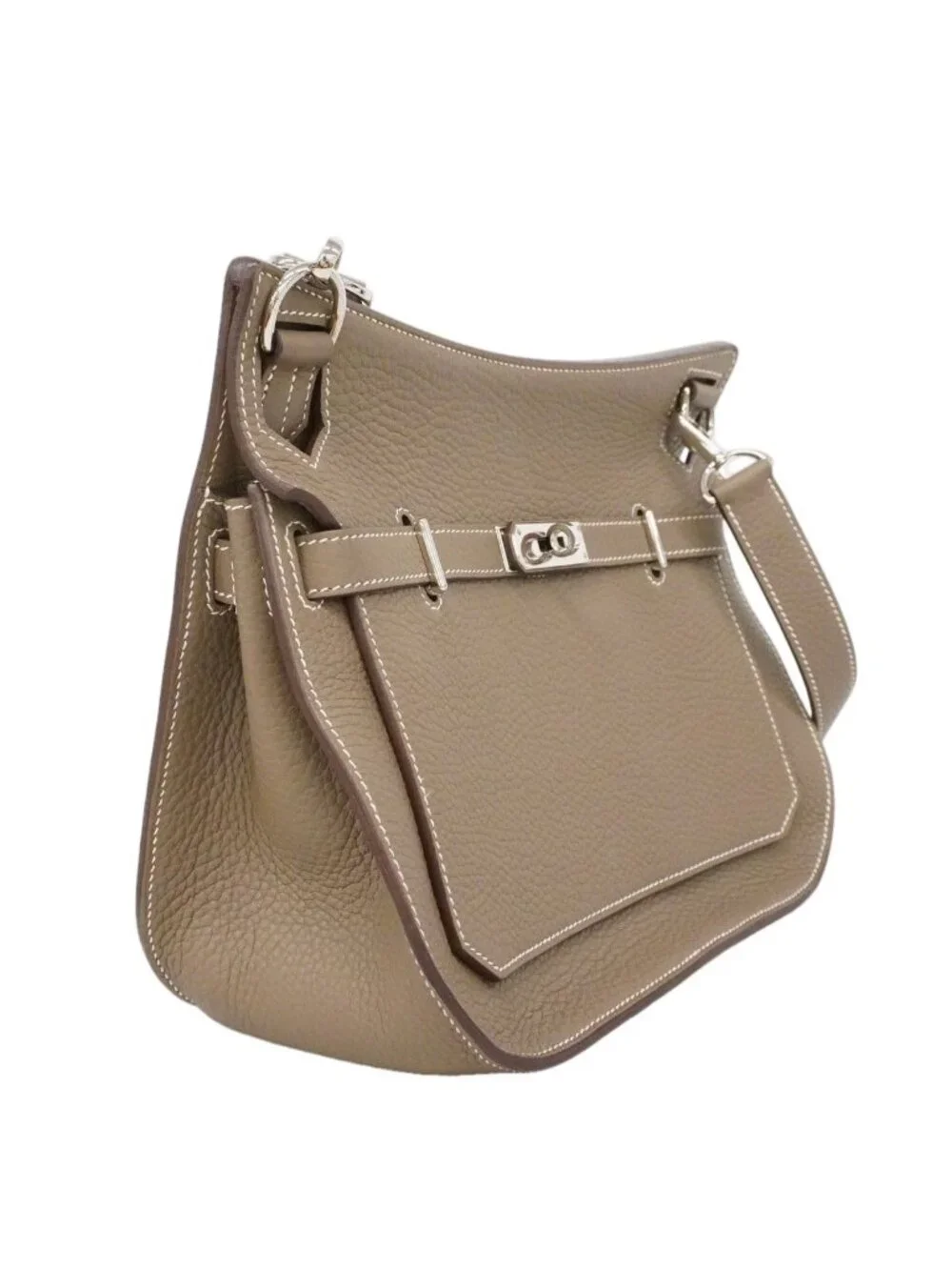 Hermes Shoulder Bag Gipsiere 28 Taurillon Clemence Etoupe Silver